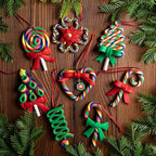 Codree 8 Pcs Rainbow Candy Cane Lollipop Ornaments - Hanging Polymer Clay Decorations for Christmas Tree, Xmas Party