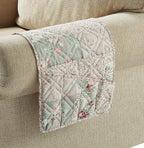 Brilliant Sunshine Rose and Sage Patchwork Sofa Armrest 5 Pockets Organizer, Slip Resistant Armchair Caddy, Washable Remote Controls Holder, Storage for Magazine, Tablet, Phone, iPad,35×13",Rose Sage