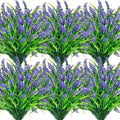 Der Rose 24 Bundles Artificial Flowers for Outdoors Fake Lavender Flowers UV Resistant Faux Plants Monkey Grass for Garden Porch Fence Patio Window Box Decor（Purple）