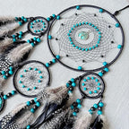 Large Dream Catchers, Boho Handmade Woven Black Dream Catchers Wall Hanging for Bedroom Living Room Dorm Room Decor, Adults Wedding Party Decor, Festival Blessing Gift (Turquoise & Black)