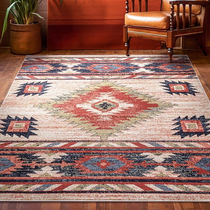 Well Woven Tulsa Lea Cream Traditional Southwestern Tribal 3x5 (3'11" x 5'3") Area Rug