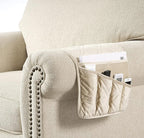 Brilliant Sunshine Beige Velvet Couch Armrest 5 Pockets Organizer, Slip Resistant Recliner Armchair Caddy, Washable Remote Controls Holder, Storage for Magazine, Tablet, Phone, 35×13", Beige Natural